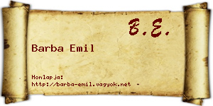 Barba Emil névjegykártya